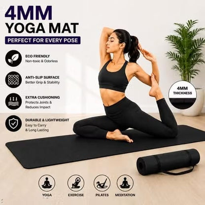 Premium Non-Slip Yoga Mat with Carrying Strap (Eco-Friendly & Sweat-Resistant)