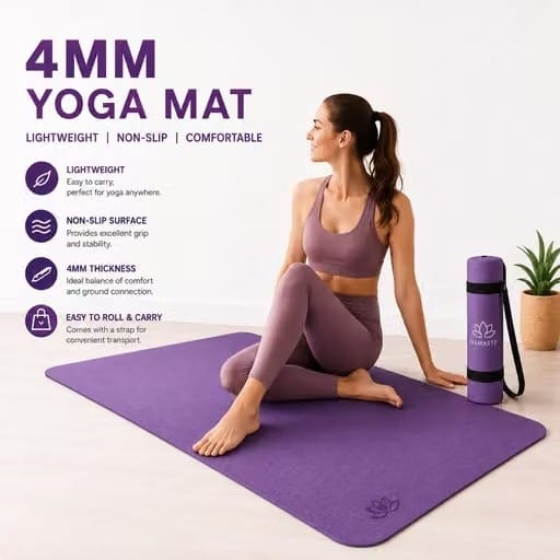 Premium Non-Slip Yoga Mat with Carrying Strap (Eco-Friendly & Sweat-Resistant)