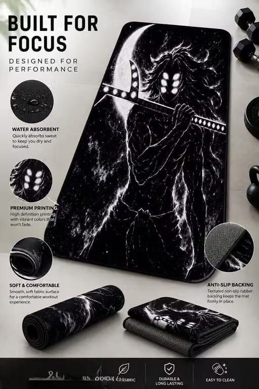 Premium Anime Heavy Duty Yoga Mat | Non-Slip, Water Absorbent Workout Mat